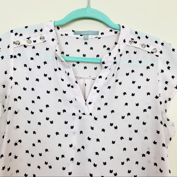 Sweet Rain Super Light Pink Cat lover Sheer Top Medium - Picture 2 of 2